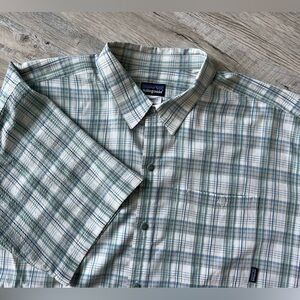 Patagonia Shirt Mens Green Plaid Outdoor Camp Button Up Size XL